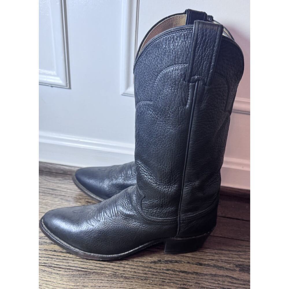 Justin 41464 Mens Pull On Western Boots Cowboy Shoes Black Leather Size 8.5 D
